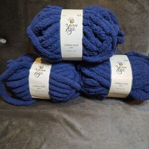NEW Yarn Bee Lot 3 Skeins Eternal Bliss Chunky Yarn Navy Blue 28 Yards Each